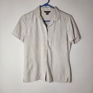 Vintage Tommy Bahama Button Down Blouse 100% Silk XS Grey